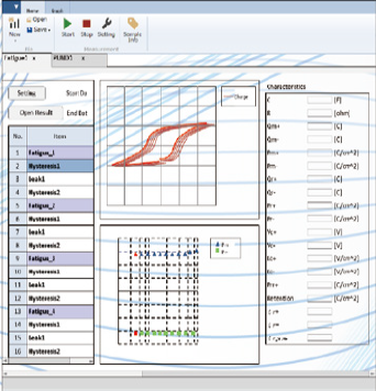強誘電体特性評価システム　FCE10シリーズ ソフトウェア画面