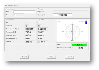 磁気モーメント測定システム「M-Axis」 ソフトウェア画面