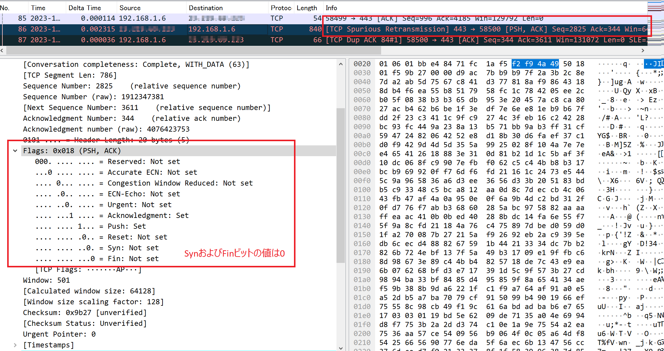 Wireshark TCP Spurious Retransmission｜自宅で検証したTCP Spurious Retransmissionのパケット
