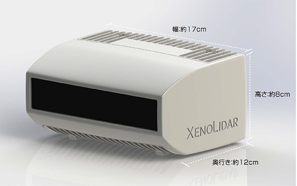 XenomatiX社の最新LiDARシステム、XenoLidar（ゼノライダー）。前方からレーザーを照射します。
